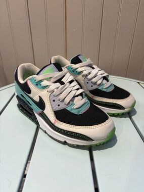 Nike Black, White & Teal Low Top Sneakers with Lime Accents